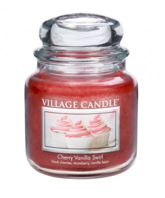 Village Candle - Świeca Średnia - Cherry Vanilla Swirl - Wirująca Wiśnia z Wanilią