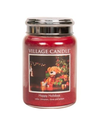Village Candle - Happy Holidays - Wesołych Świąt - Świeca Duża