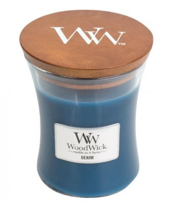 Woodwick - Świeca Zapachowa Średnia - Denim - Jeans