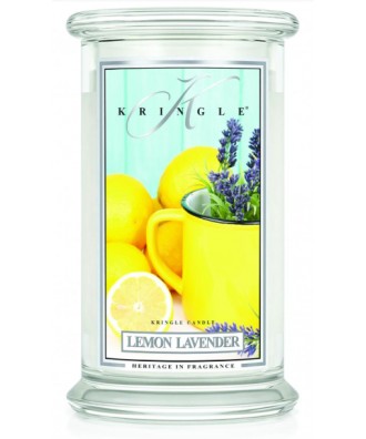 Kringle Candle - Lemon Lavender - Cytrynowa Lawenda - Świeca Zapachowa Duża 2 Knoty