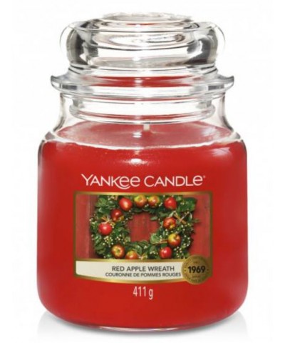Yankee Candle - Red Apple Wreath - Świeca Zapachowa Średnia - Świąteczny Stroik