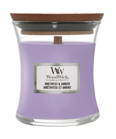 Woodwick - Amethyst & Amber - Świeca Zapachowa Mała Core