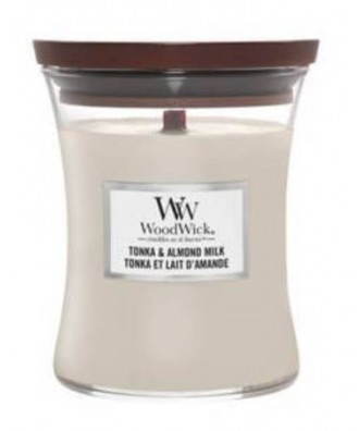Woodwick - Tonka & Almond Milk - Świeca Zapachowa Średnia Core